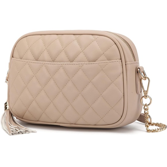 Lola Mae tan quilted crossbody / shoulder bag - Picture 1 of 11
